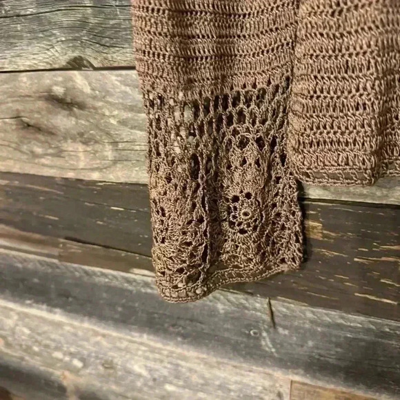 BCBGMAXAZRIA Vintage Y2K  Crochet Knit Bell Sleeve Sweater - Picture 4 of 7